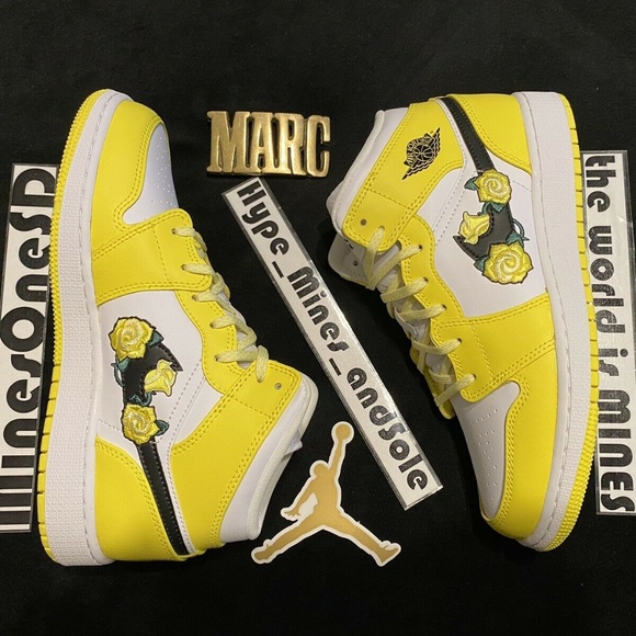 yellow flower jordans